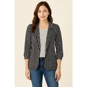 Robert Louis Black & White Striped Open Blazer Size M